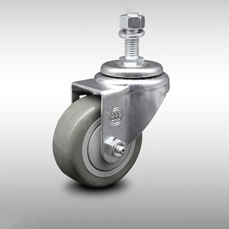 Service Caster 3 Inch SS Gray Polyurethane Wheel Swivel 1/2 Inch Threaded Stem Caster SCC SCC-SSTS20S314-PPUB-121315